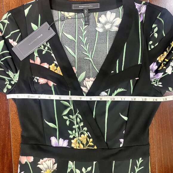 *NWT* BCBGMaxAzria Black Botanical Print Flowy Fit & Flare Dress - Size XXS - Picture 12 of 16